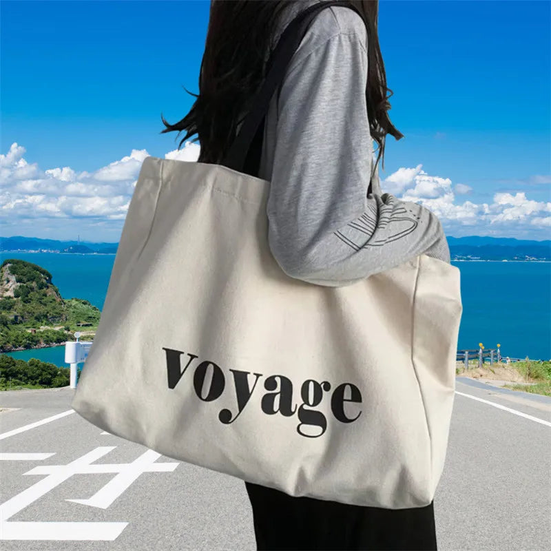 Voyage Canvas Tote Bag – Large Capacity Shoulder Bag for Women