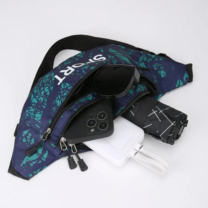 Men S Mobile Phone Waist Bag Letter Graffiti Single-Shoulder Crossbody Bag Large-Capacity Nylon