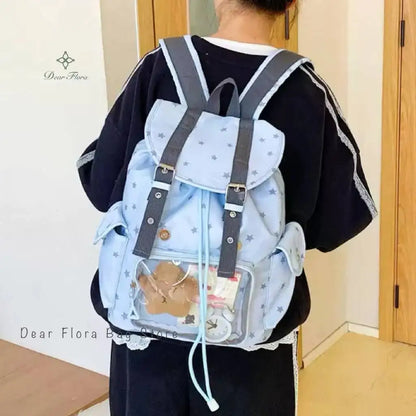 Skyblue Transparent Ita Backpack – Large Capacity DIY Rucksack