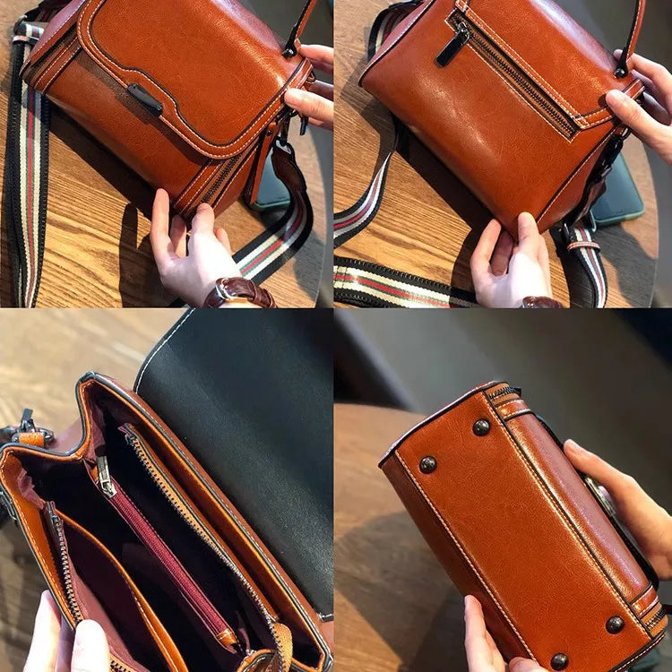 Real Leather Shoulder Bag Tide Clamshell Square Three-Dimensional Large Capacity Senior Women S