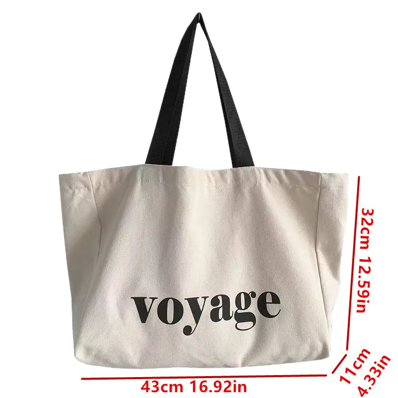 Voyage Canvas Tote Bag – Large Capacity Shoulder Bag for Women
