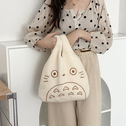 Fashionable Soft Cute Plush Tote Bag Ins Leisure Walking Bag Large Capacity Bag - Soft