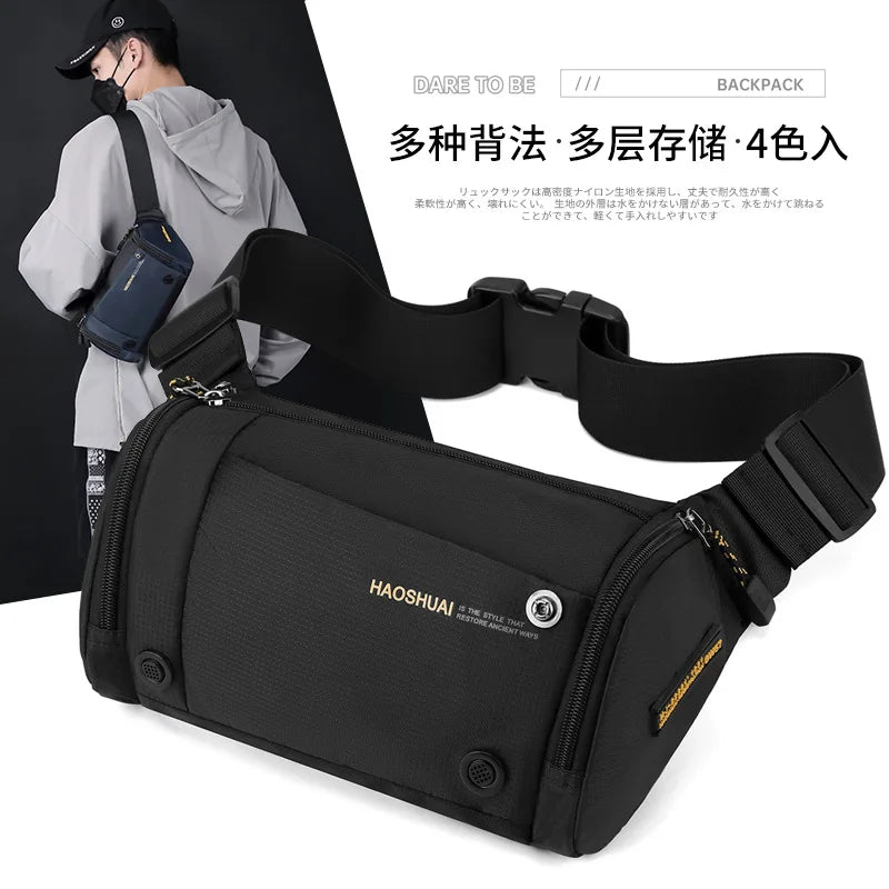 Men S Chest Bag Large Capacity Crossbody Function Waist Korean Version Shoulder Across Movement