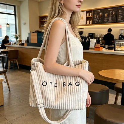 Corduroy Tote Bag Your Perfect Summer Companion Crossbody Blending Soft Texture Spacious Design