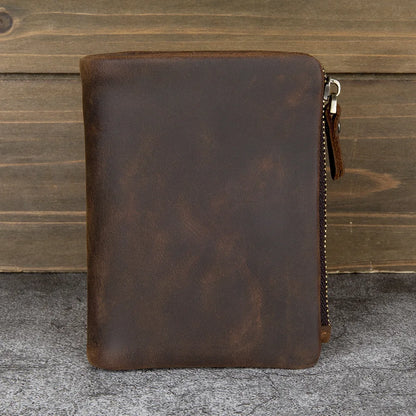 Genuine Leather Vertical Cowhide Casual Bag Crazy Horse Leather Men S Short Wallet