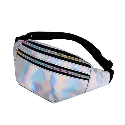Ladies Laser Waist Bag Pu Multi-Function Color One Shoulder Sling Large Capacity Mobile Phone
