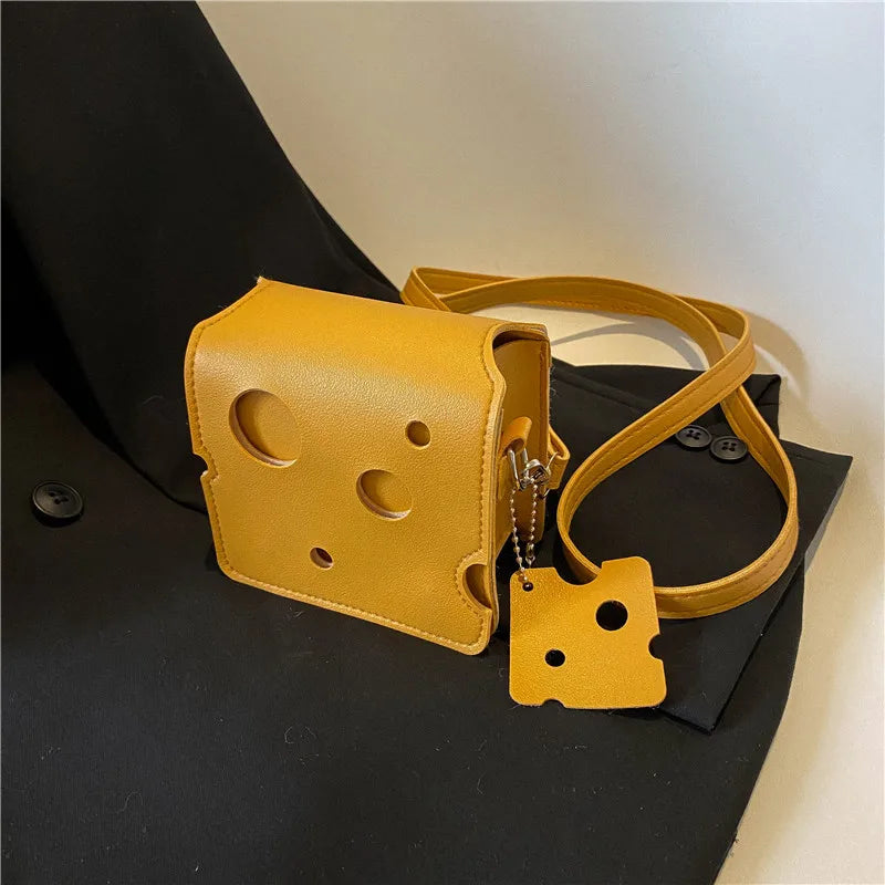 Cheese Crossbody Bag – Cute Novelty Shoulder Purse with Charm