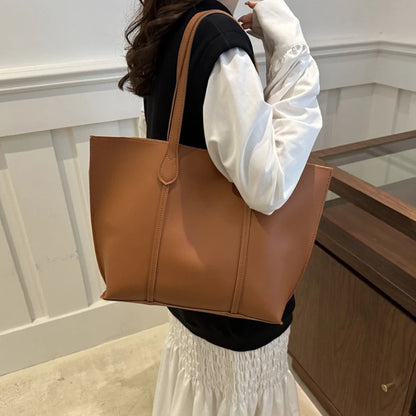 Large Leather Tote Bag – Retro Faux Leather Work & Commuter Handbag