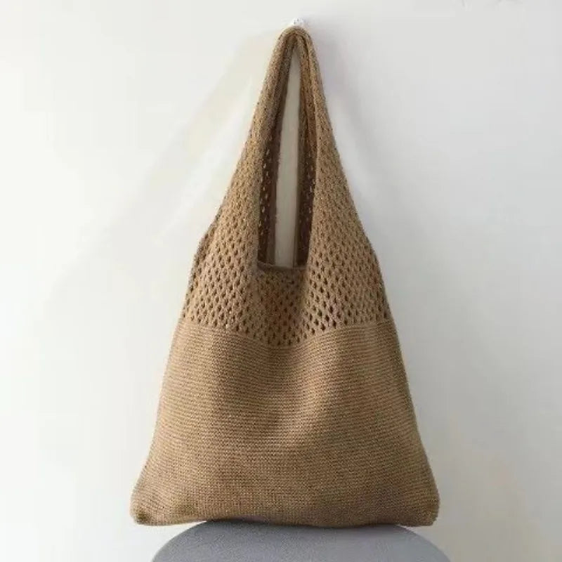 Knit Mesh Tote Bag – Large Hollow-Out Women's Shoulder Bag