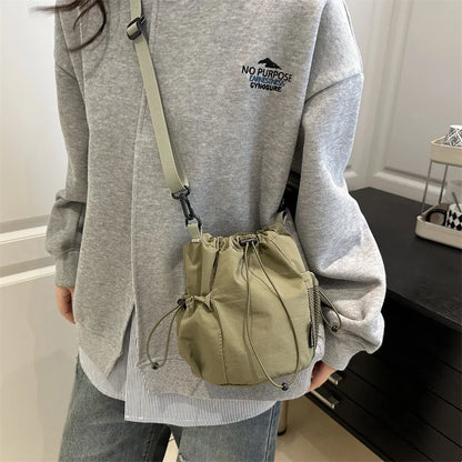 Drawstring Shoulder Crossbody Bag Lightweight Nylon
