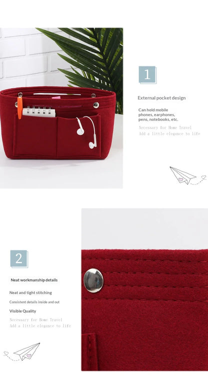 Homefish Women S Organizer Handbag Felt Travel Bag Insert Liner Purse Organiser Pouch