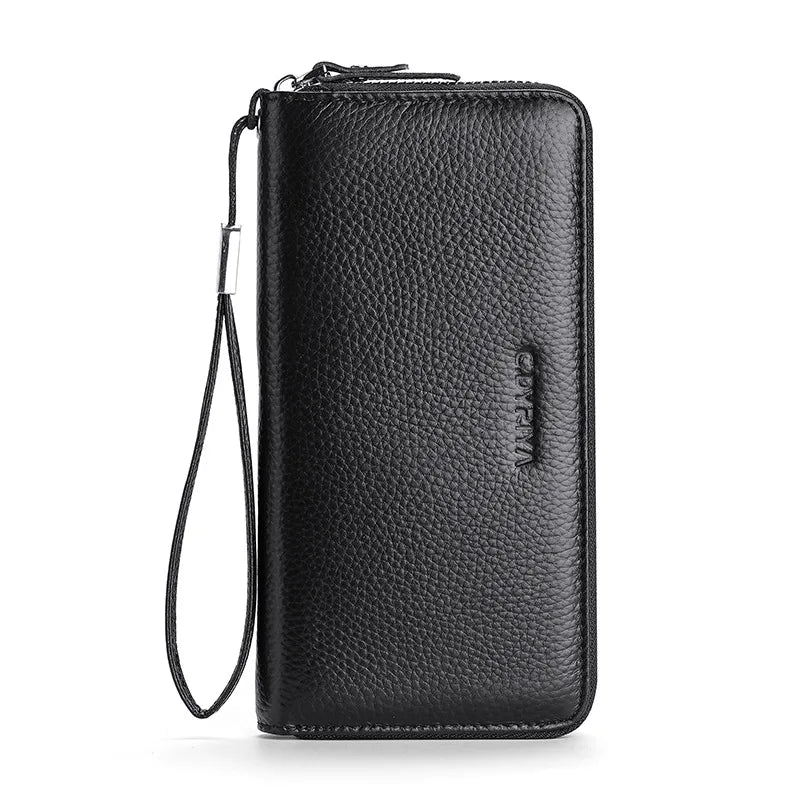 Men S Purse Long Leather Zipper Business Hand Large Capacity Mobile Phone Storage Rope Wallet