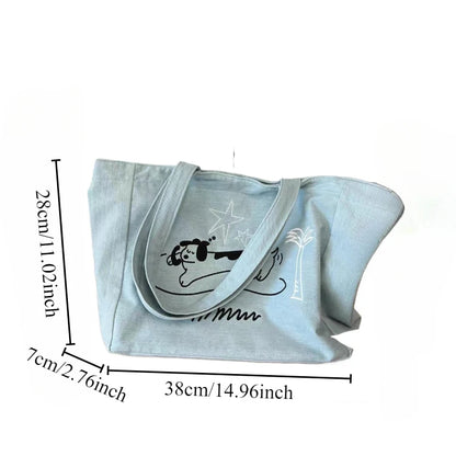 Dog Cowboy Tote Bag Portable Go-Out Travel Shoulder